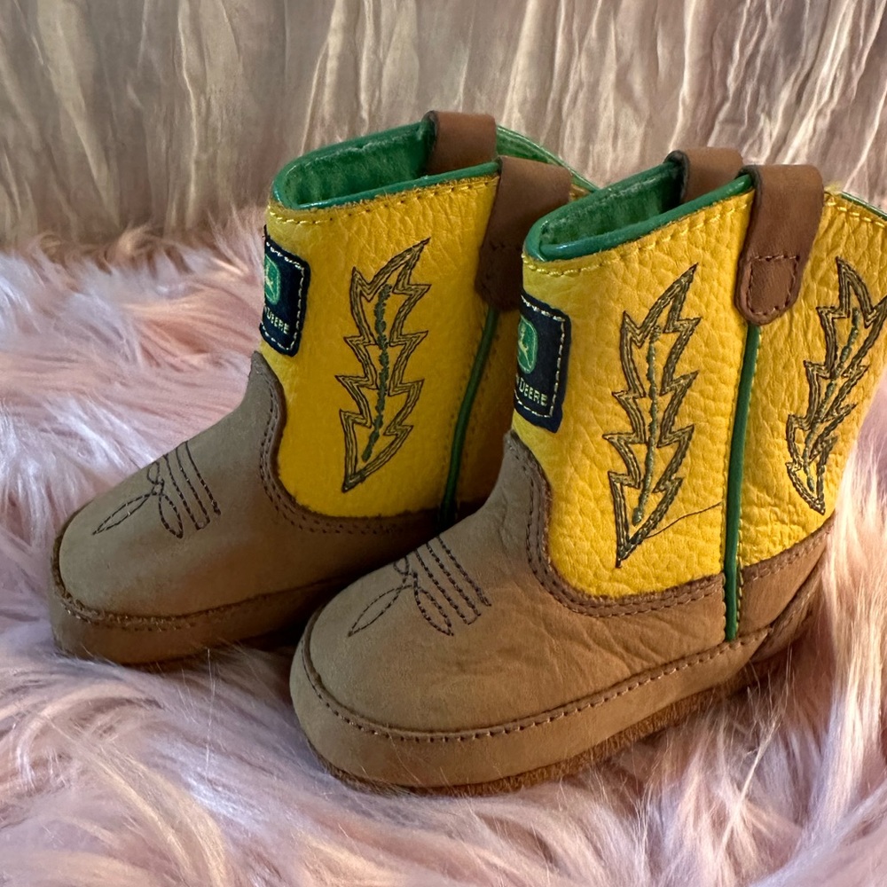 John Deere Yellow and Green Baby Cowboy Boots | Size 2